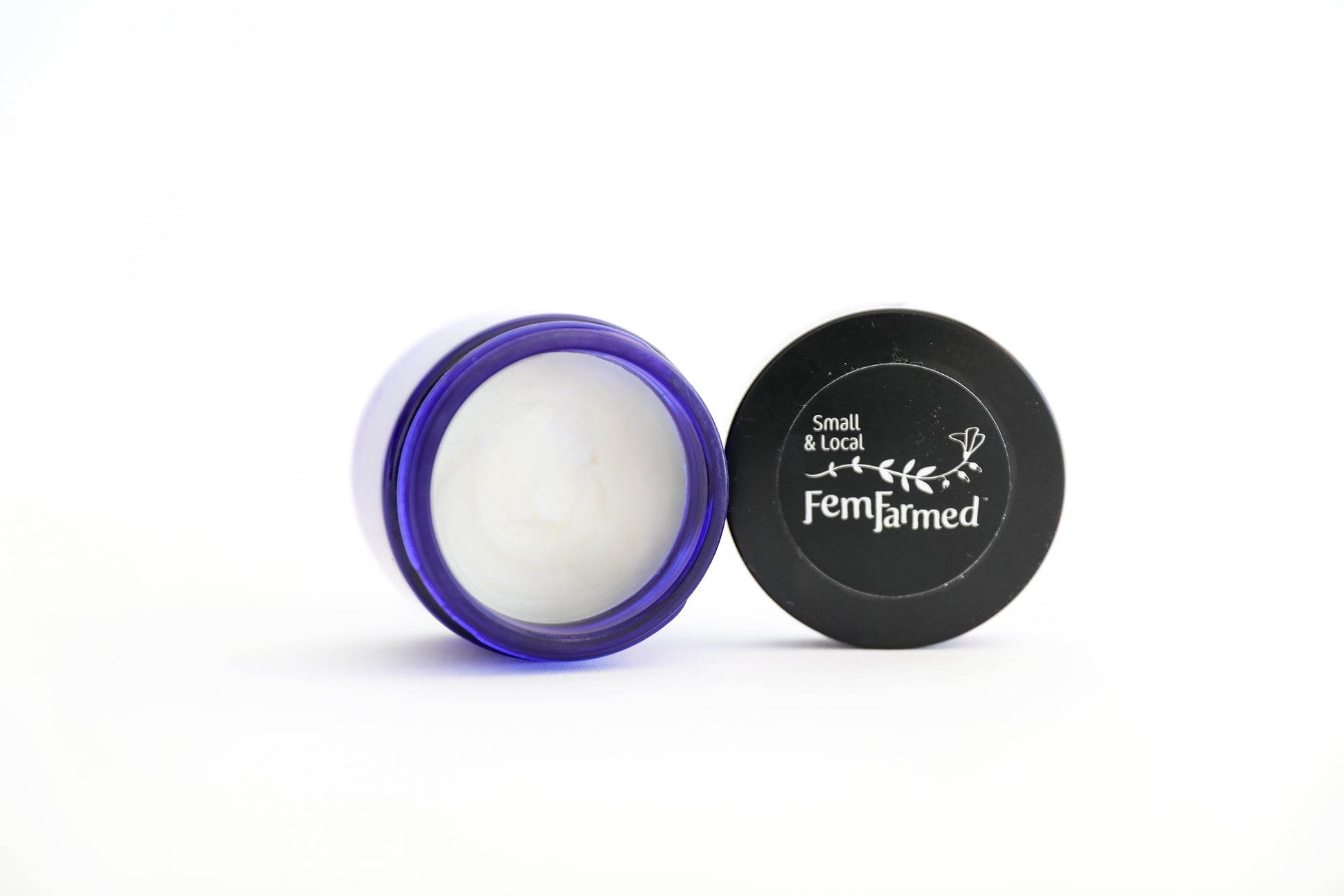 FemFarmed face cream open container blue